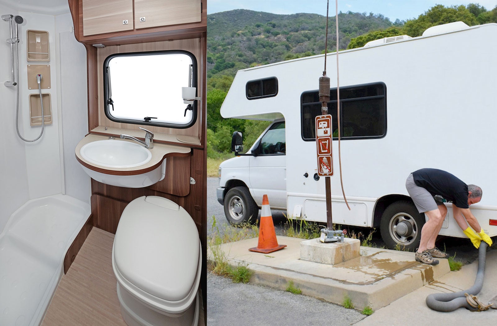 Portable RV/camper toilet and holding tank setup in Bedford, Texas