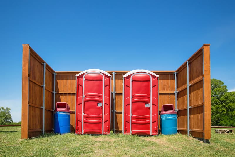 Short-term porta potty units staged for delivery in Bedford, Texas